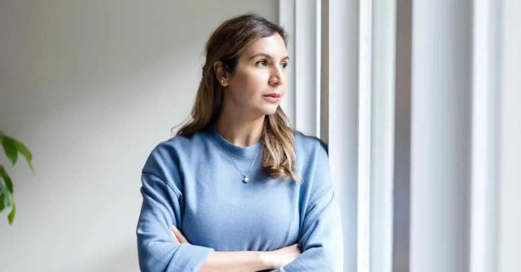 woman looking concerned